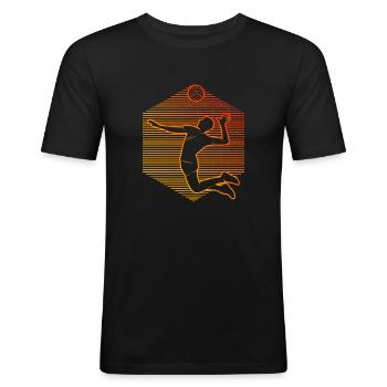 Volley Herren Volleyballspieler Beach Volley - Männer Slim Fit T-Shirt - Schwarz - Vorne - Nik (191cm)