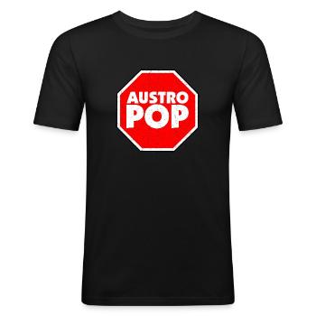 Austro Pop - Österreichische Helden - Ambros & Co. - Männer Slim Fit T-Shirt - Schwarz - Vorne - Nik (191cm)