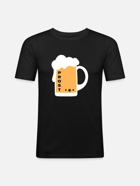 Prost Bier Alkohol Krug - Männer Slim Fit T-Shirt - Schwarz