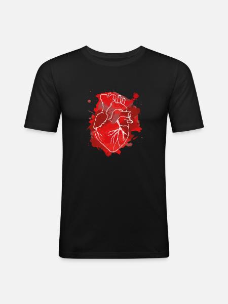 Herz - Männer Slim Fit T-Shirt - Schwarz