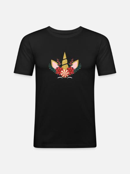 Unicorn Christmas - Men's Slim Fit T-Shirt - black