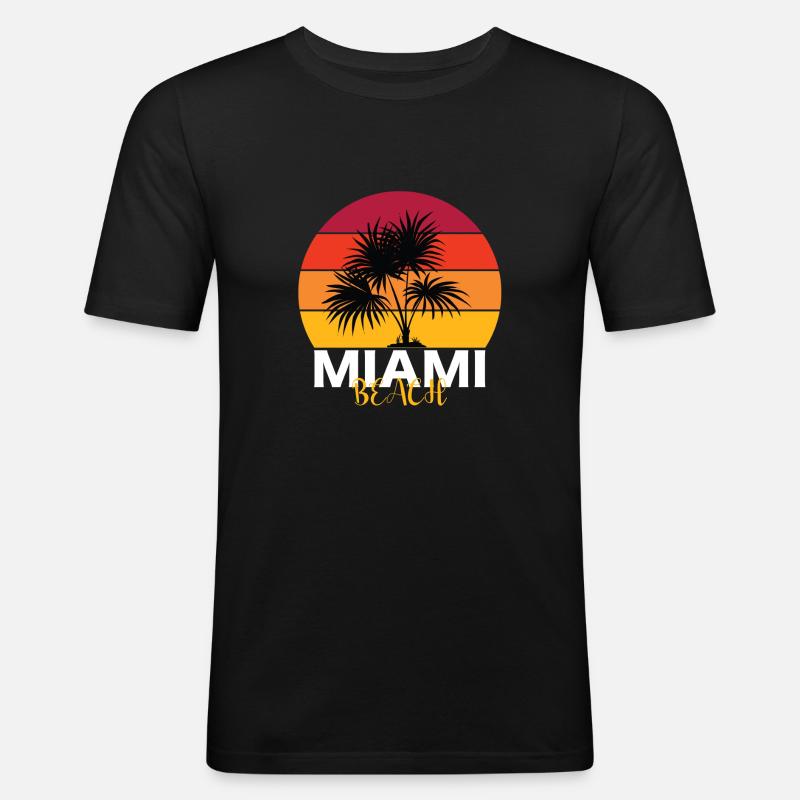 Miami Beach - Männer Slim Fit T-Shirt - Schwarz
