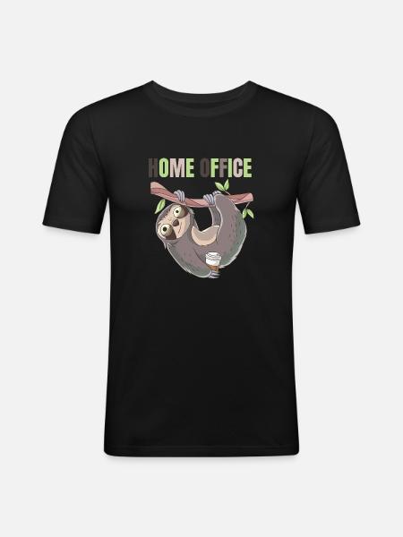 HOME OFFICE sloth - Men's Slim Fit T-Shirt - black