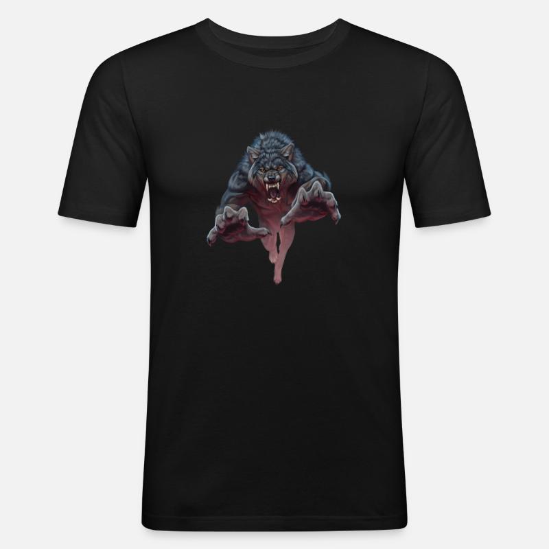 Werwolf - Männer Slim Fit T-Shirt - Schwarz