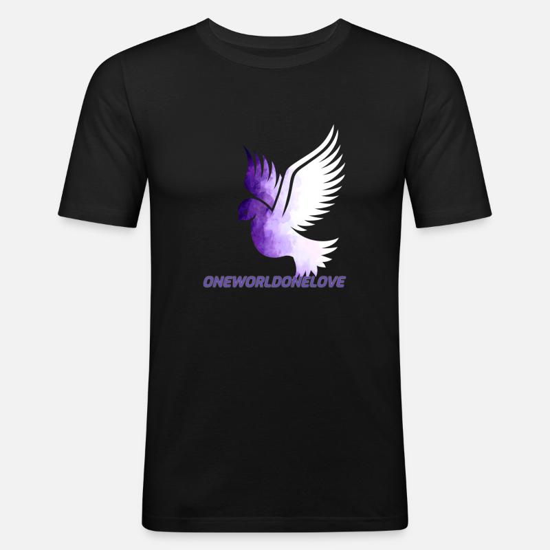 ONEWORLDONELOVEū - Männer Slim Fit T-Shirt - Schwarz