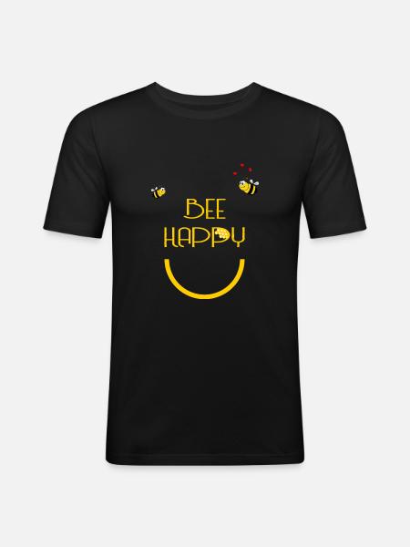 Bee Happy Bees yellow - Men's Slim Fit T-Shirt - black
