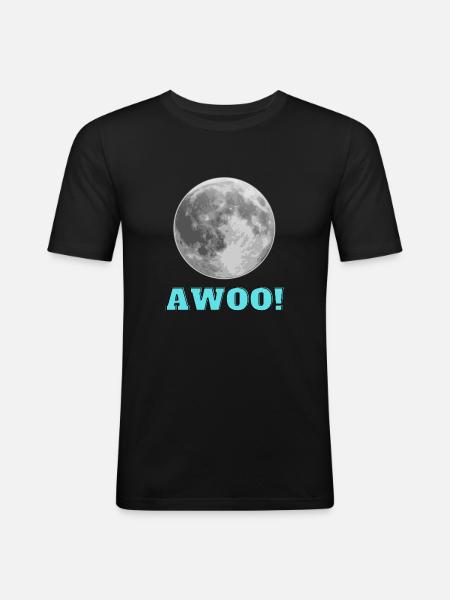 Awoo full moon, werewolves - Men's Slim Fit T-Shirt - black
