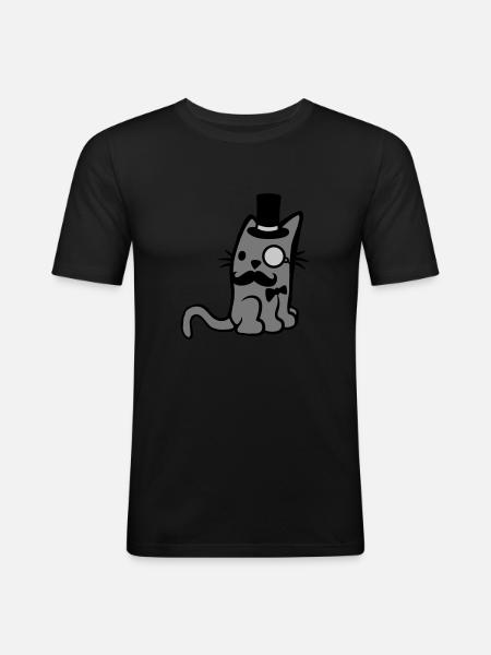 Monocle glasses Mr. Cat - Men's Slim Fit T-Shirt - black