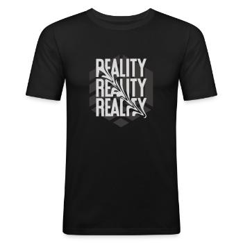 La réalité est la réalité - T-shirt près du corps Homme - noir - Devant - Nik (191cm)