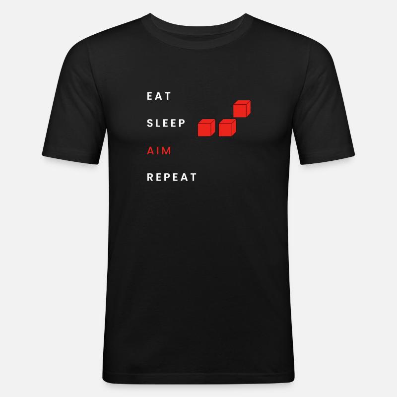 Manger Sommeil Objectif Répéter - T-shirt près du corps Homme - noir