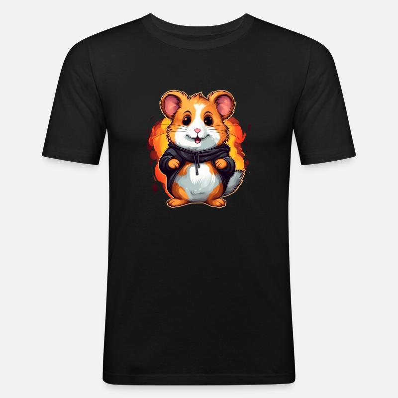Süßer Hamster - Männer Slim Fit T-Shirt - Schwarz