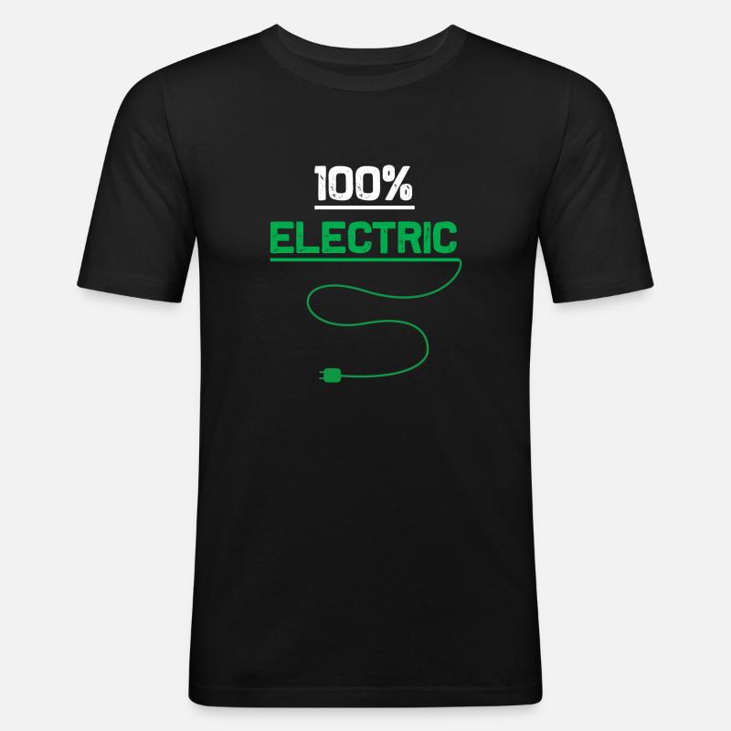 100 electric EAuto - Männer Slim Fit T-Shirt - Schwarz