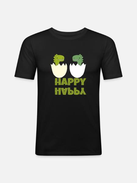 Dinos Happy - Men's Slim Fit T-Shirt - black