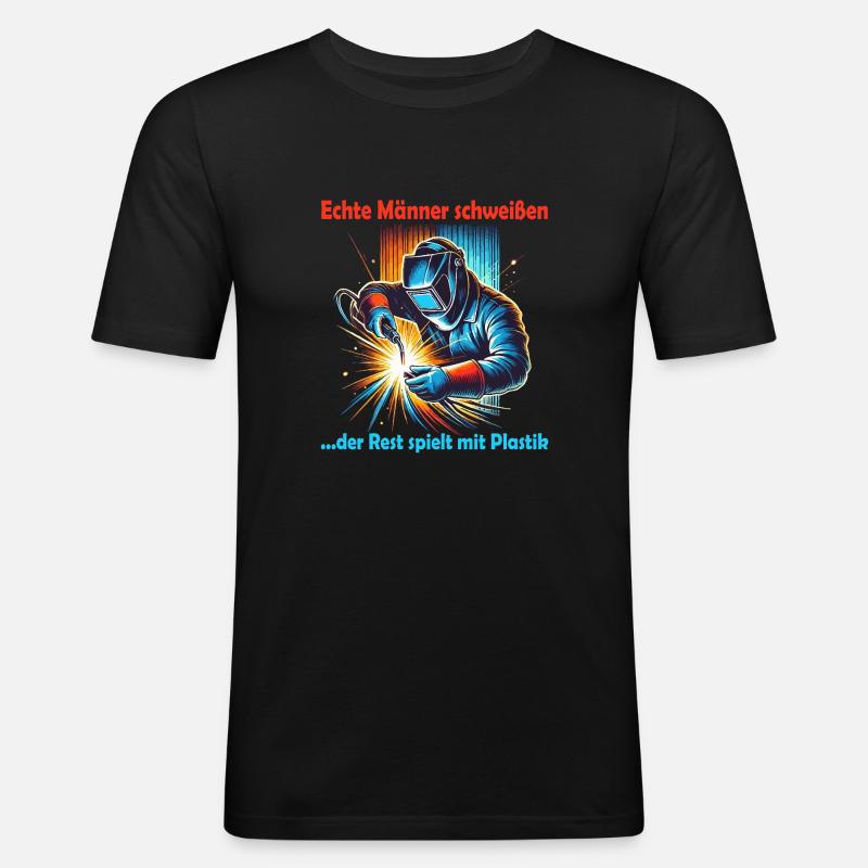 echte schweißer - Männer Slim Fit T-Shirt - Schwarz