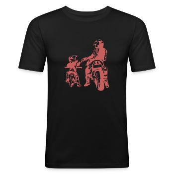Crâne de hors-la-loi Gangs d’autoroutes Mort de motard - T-shirt près du corps Homme - noir - Devant - Nik (191cm)