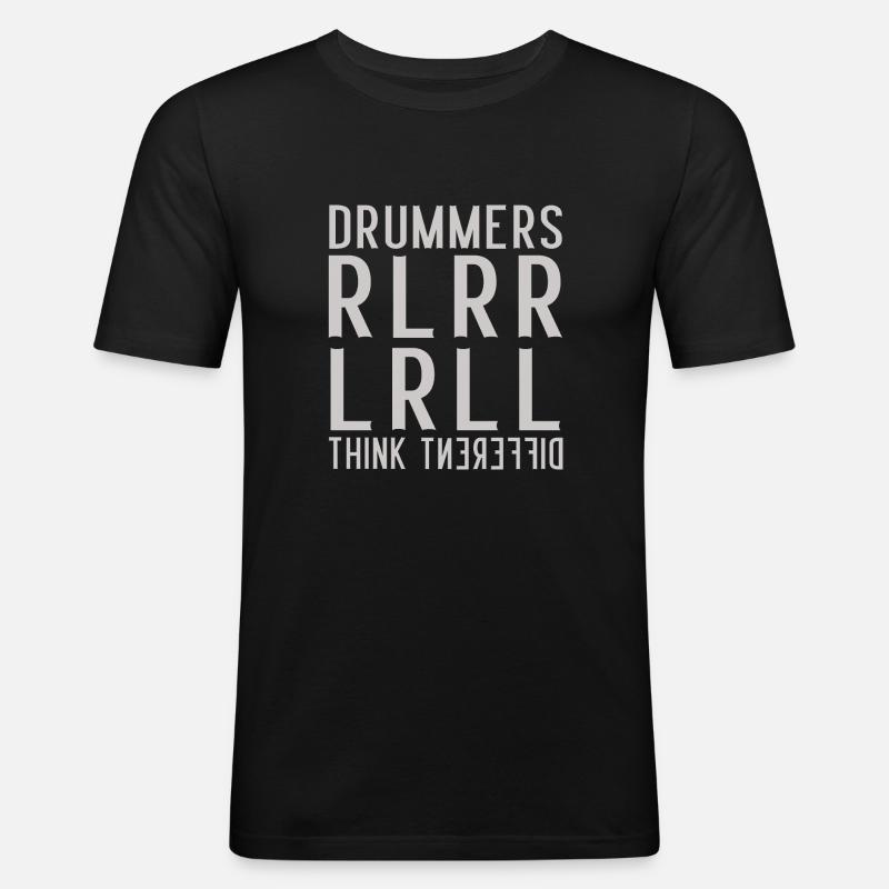 Drummers think different - Paradiddle - T-shirt près du corps Homme - noir