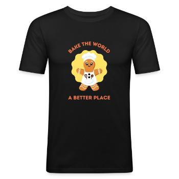 Rendre le monde meilleur - T-shirt près du corps Homme - noir - Devant - Nik (191cm)