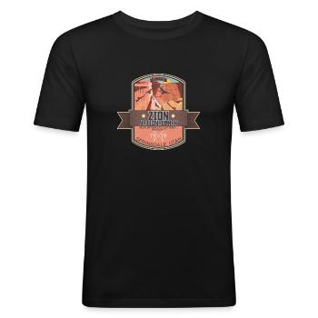 Randonnée Zion Parc National Utah USA Amériques - T-shirt près du corps Homme - noir - Devant - Nik (191cm)