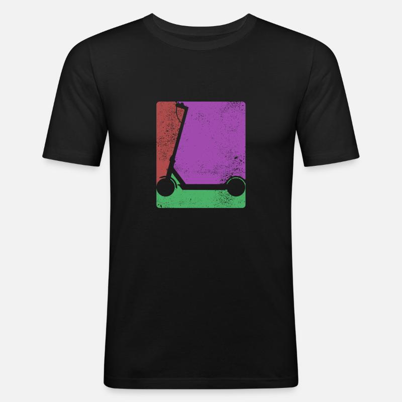 E-Scooter, Elektro Roller mit Akku - Männer Slim Fit T-Shirt - Schwarz