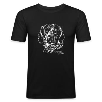 EPAGNEUL BRETON Portrait de chien de chasse Les chiens de Wilsign - T-shirt près du corps Homme - noir - Devant - Nik (191cm)