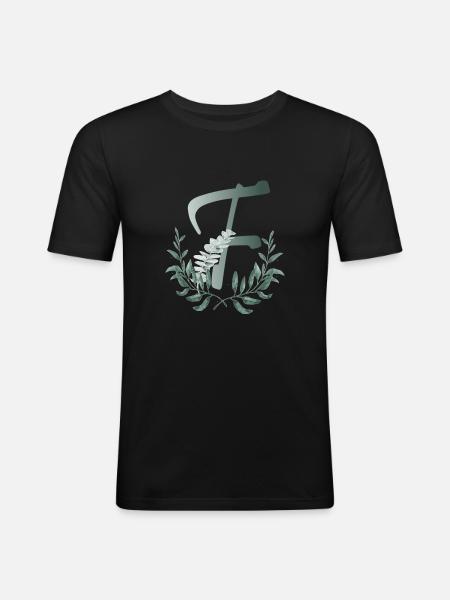 Letter F with plants - Men's Slim Fit T-Shirt - black