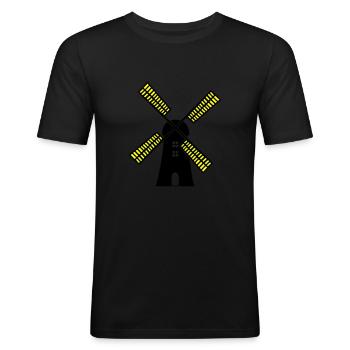 moulin à vent - T-shirt près du corps Homme - noir - Devant - Nik (191cm)