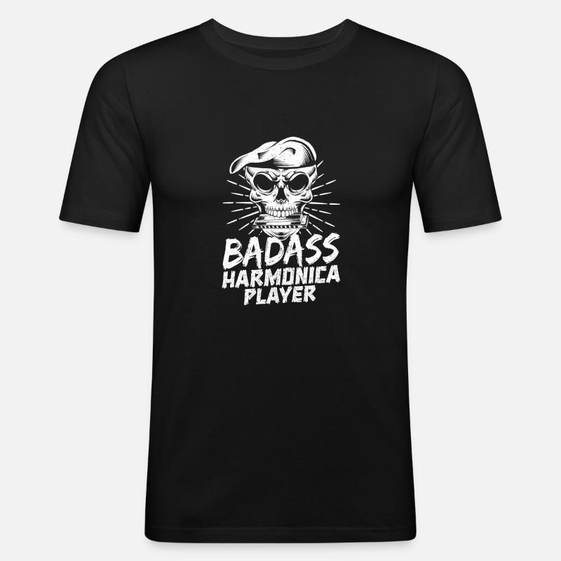 Harmonica Musican Badass Harmonica - Men's Slim Fit T-Shirt - black