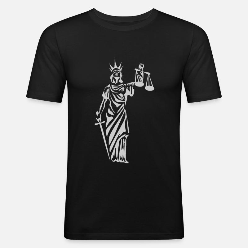Justitia - Männer Slim Fit T-Shirt - Schwarz