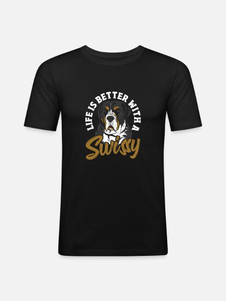 Livet er bedre med en schweizer - Herre Slim Fit T-Shirt - sort
