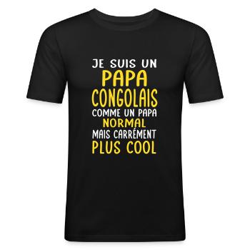 Papa Congolais comme un papa normal plus cool - T-shirt près du corps Homme - noir - Devant - Nik (191cm)