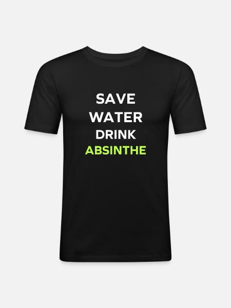 Save water drink absinthe - Men's Slim Fit T-Shirt - black