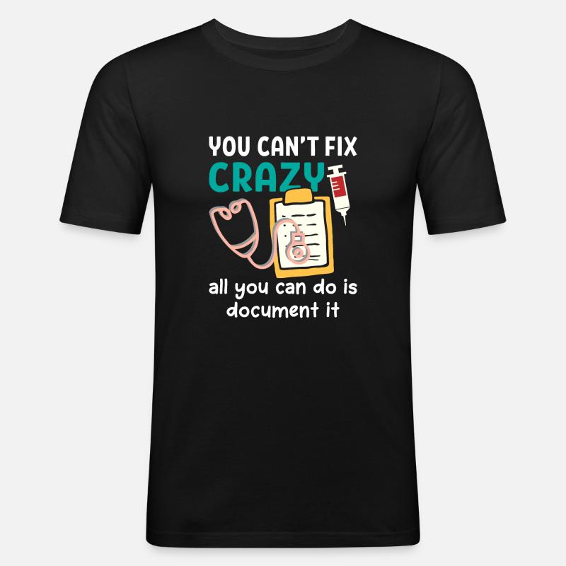 Nurse Tshirt Funny - Männer Slim Fit T-Shirt - Schwarz