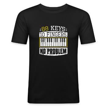 88 Keys 10 Finger No Problem Piano Piano - Men's Slim Fit T-Shirt - black - Front - Nik (191cm)