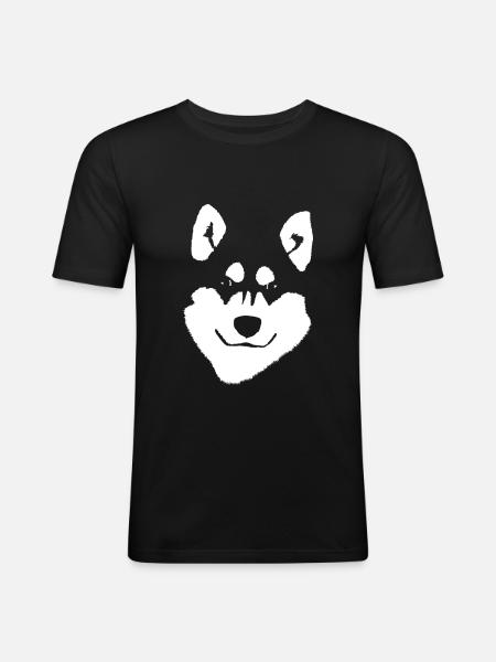 Alaskan Malamute Head Clipart - Men's Slim Fit T-Shirt - black