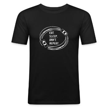 Eat Sleep Drift Repeat Drifting Sports Car Car - Men's Slim Fit T-Shirt - black - Front - Nik (191cm)