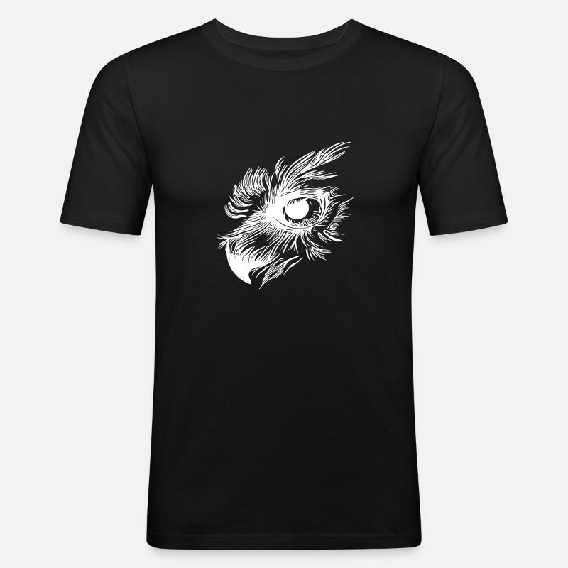 Eule Schnabel - Kauz Auge - Männer Slim Fit T-Shirt - Schwarz