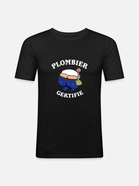 Certifierad rörmokarhumor - Rörmokarens leende - Slim Fit T-shirt herr - svart
