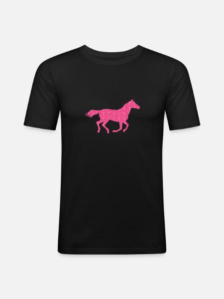 Glitzer Pferd - Männer Slim Fit T-Shirt - Schwarz