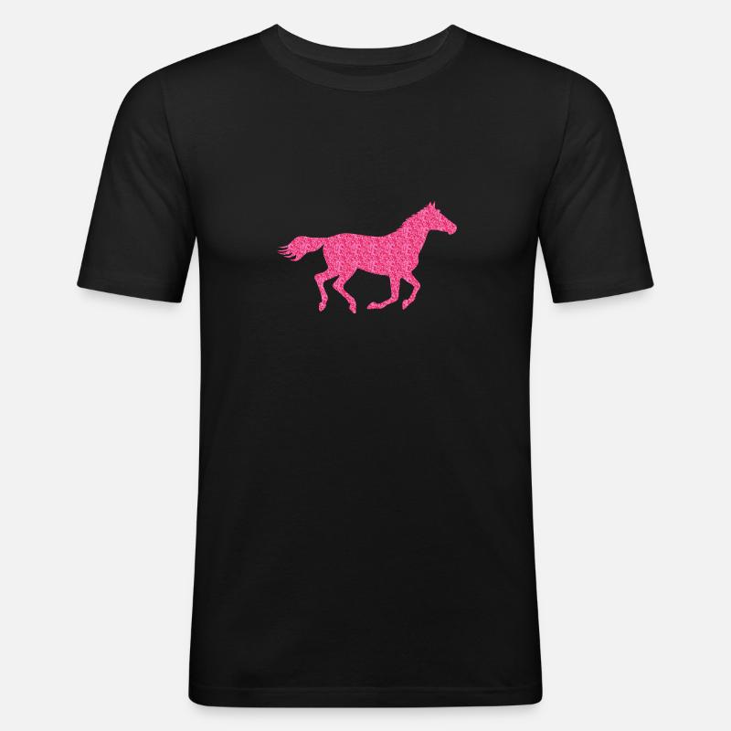 Glitzer Pferd - Männer Slim Fit T-Shirt - Schwarz
