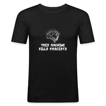 This machine kills fascists - T-shirt près du corps Homme - noir - Devant - Nik (191cm)