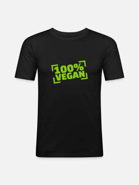 Vegan - Männer Slim Fit T-Shirt - Schwarz