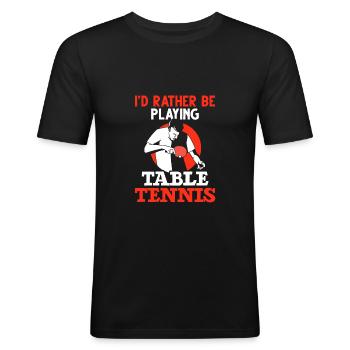 Tischtennis Süchtiger Ping Pong Spieler - Männer Slim Fit T-Shirt - Schwarz - Vorne - Nik (191cm)