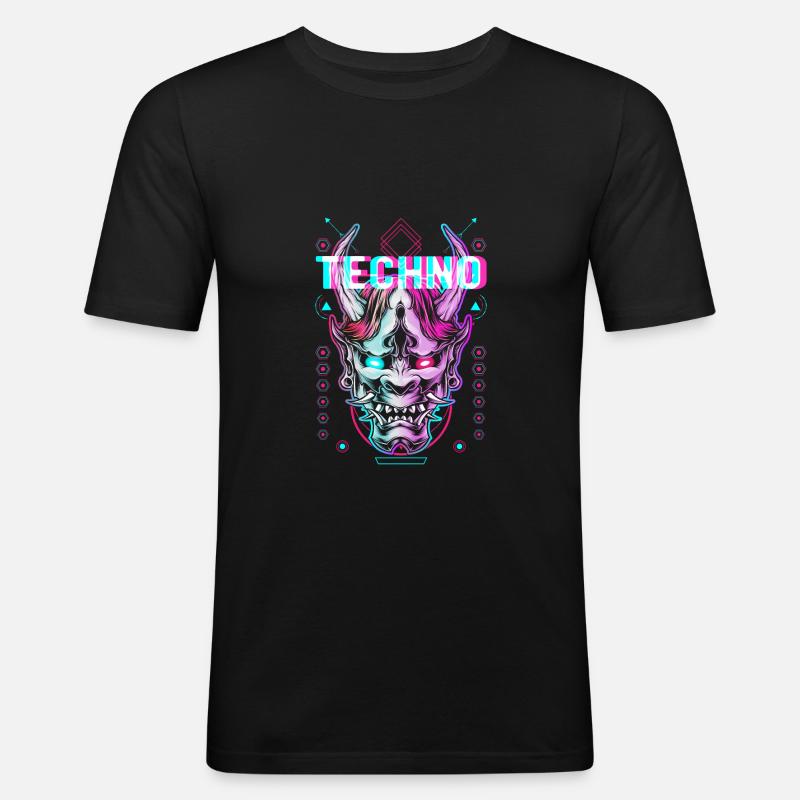 Techno Demon Glitch Électro Basse musique - T-shirt près du corps Homme - noir