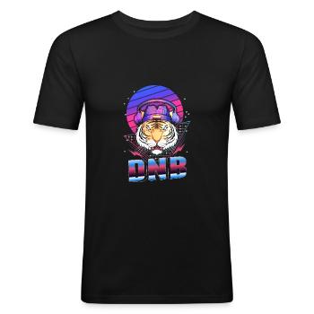 Drum Basse Tigre Musique électronique Vaporwave - T-shirt près du corps Homme - noir - Devant - Nik (191cm)