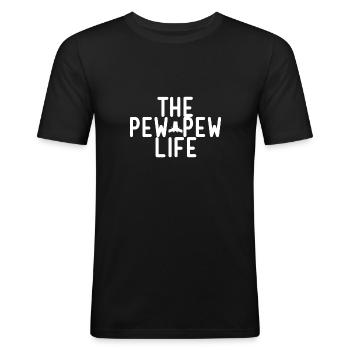 Pew Pew Life - Men's Slim Fit T-Shirt - black - Front - Nik (191cm)