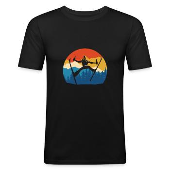 Apres Ski - Wintersport Skifahrer Spruch Geschenk - Männer Slim Fit T-Shirt - Schwarz - Vorne - Nik (191cm)