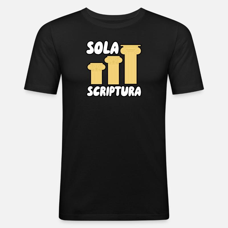 Sola Scriptura - Männer Slim Fit T-Shirt - Schwarz