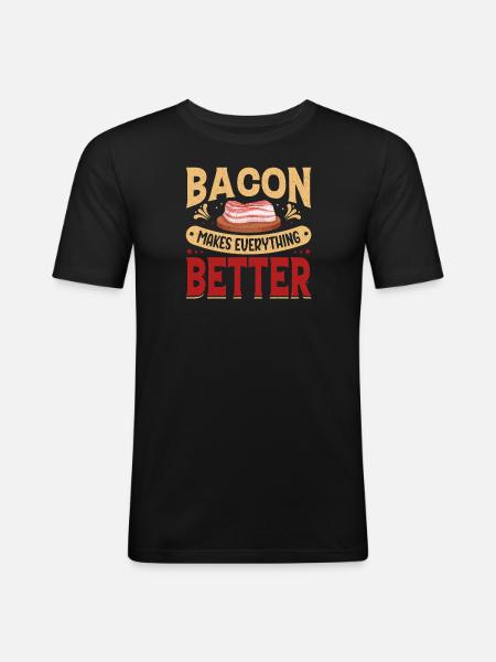 Mit Speck geht alles besser. - Männer Slim Fit T-Shirt - Schwarz
