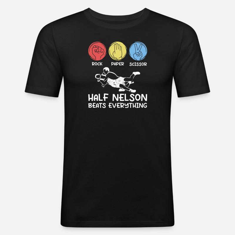 Stein, Papier, Schere - Männer Slim Fit T-Shirt - Schwarz