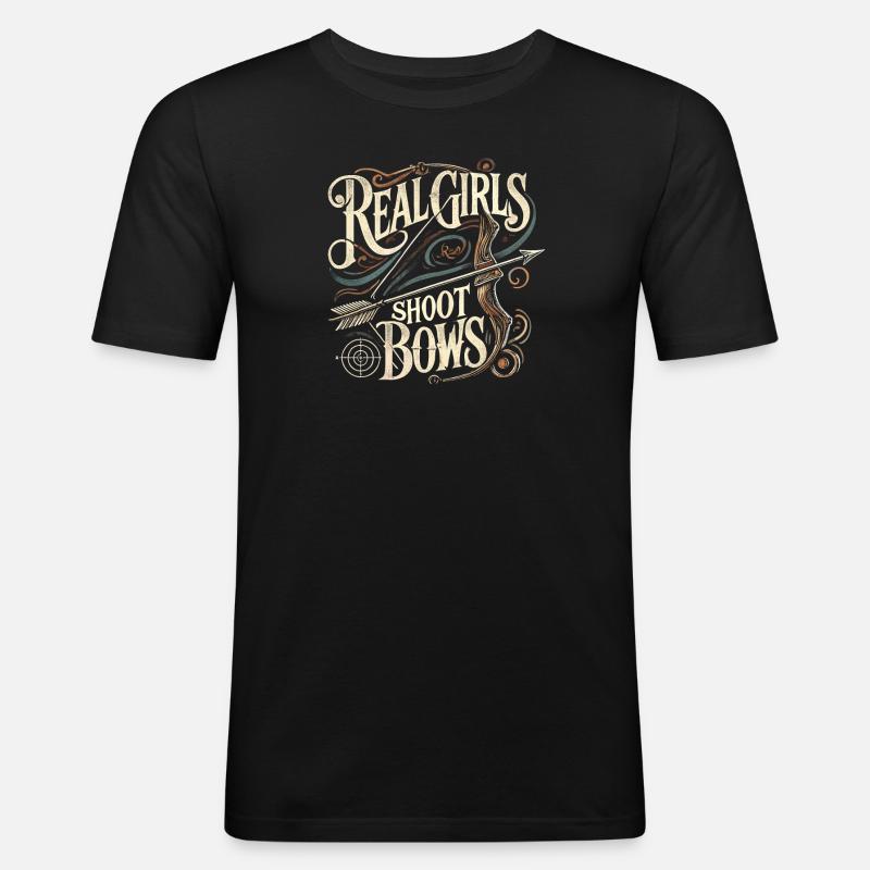 Echte Mädchen schießen Bögen - Männer Slim Fit T-Shirt - Schwarz